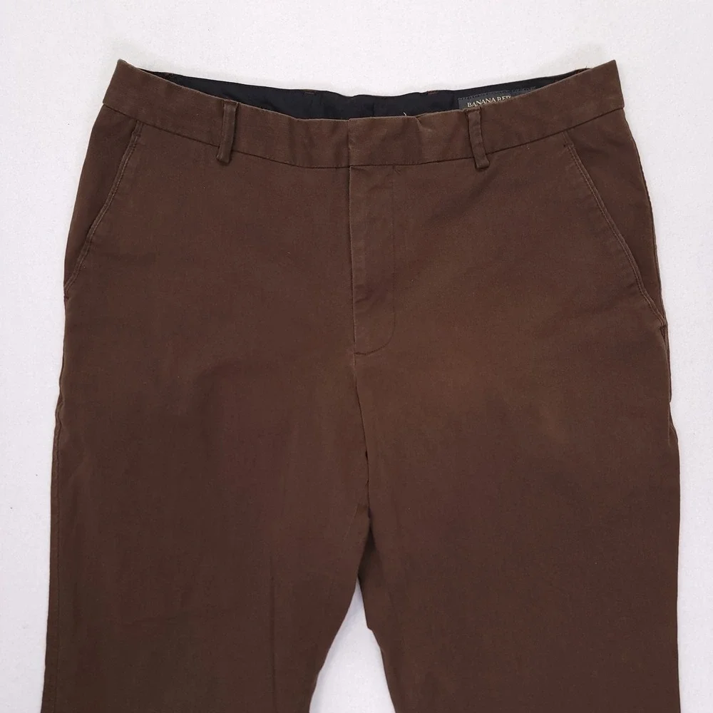 Banana Republic Mens Emerson‎ Straight Chino Pants 35x27.5 Brown Cotton Stretch